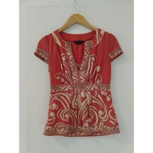 BCBGMaxAzria pink and white dress top